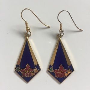 Vintage Gold & Navy Earrings